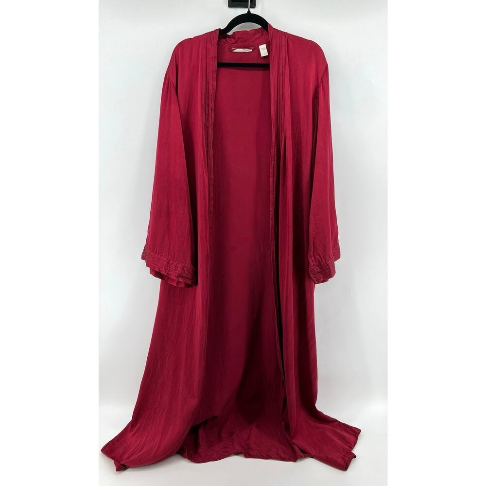 Vintage 1990s Valerie Stevens 100% Silk Robe Women's Size L Deep Red